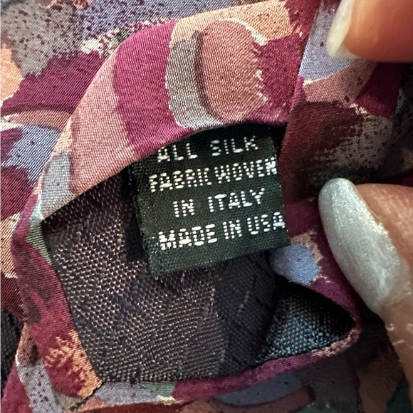 Vtg 80's CHRISTIAN DIOR Monsieur Abstract Silk Necktie Pink Purple 56x3" - Picture 5 of 5